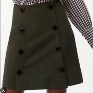 Loft Women's Olive Green Faux Suede Lined Skirt Buttons Size 8
